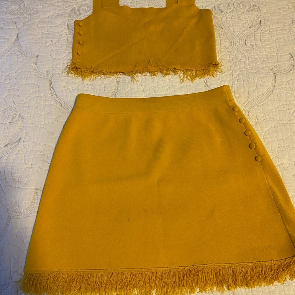 Yellow two piece skirt set